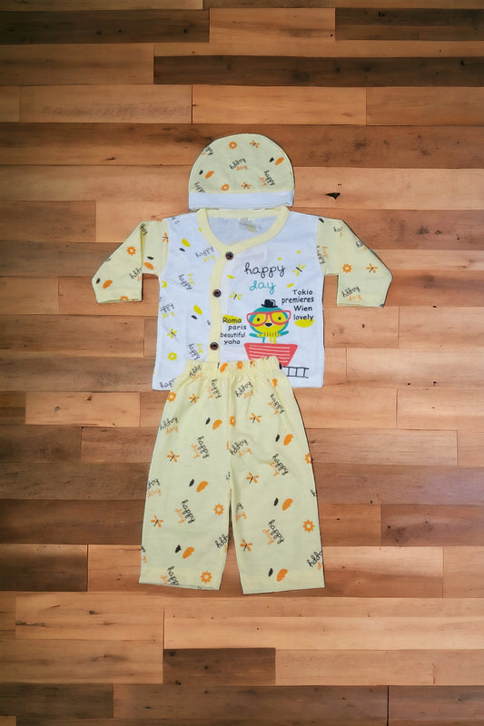 New Born Baby Suit Happy Day Yellow