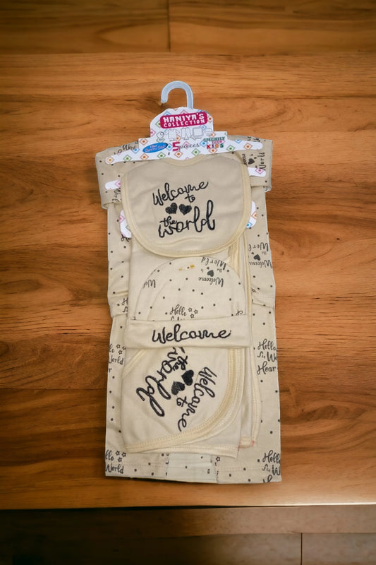 New Born Baby Starter Set Welcome Printed Brown