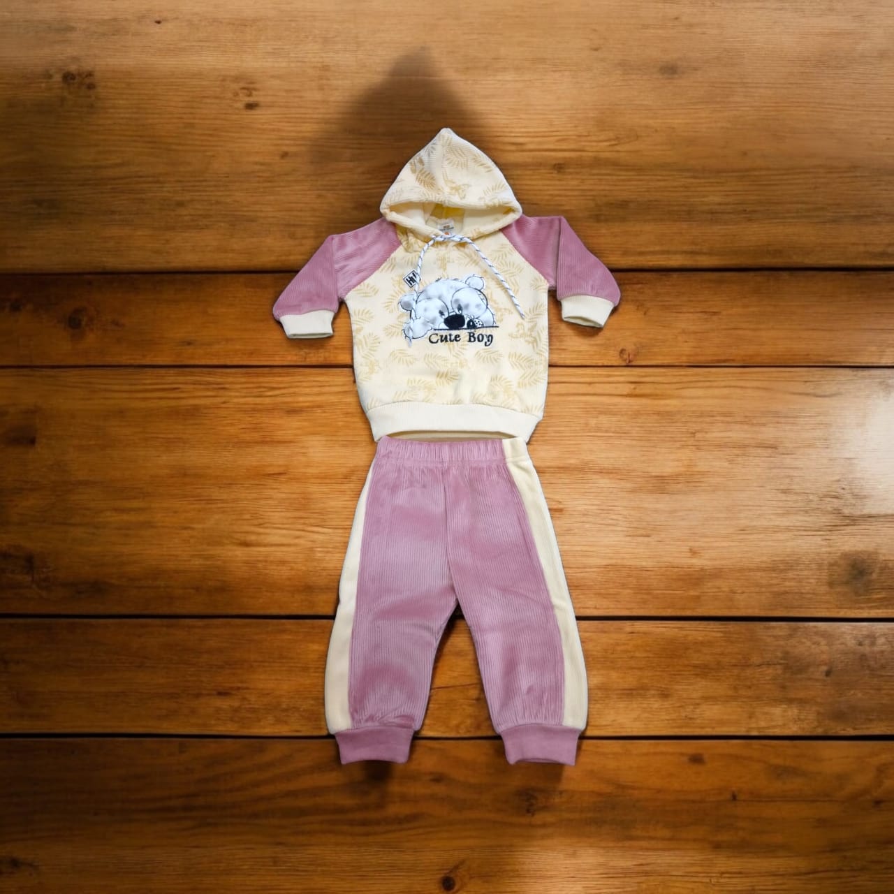 Baba Suit Cute Boy Winter (1 to 6 Month) Dark Pink*