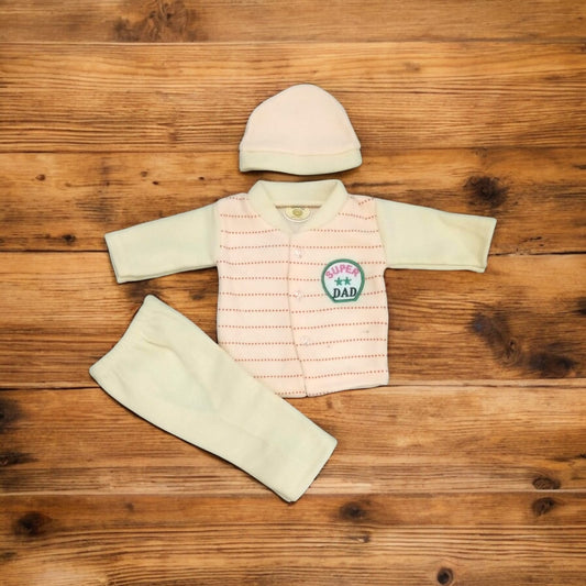 New Born Baby Suit Super Dad Peach