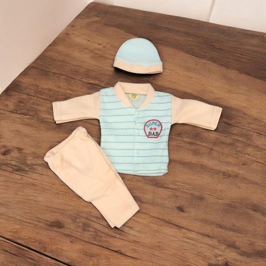 New Born Baby Suit Super Dad Blue