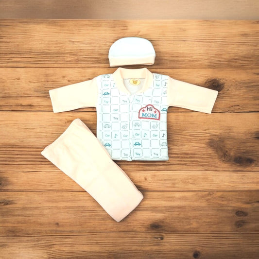 New Born Baby Suit Hi Mom Blue