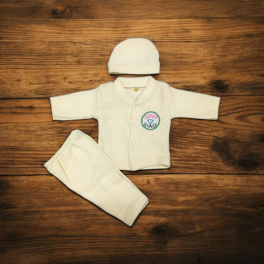 New Born Baby Suit Super Dad Dot Peach