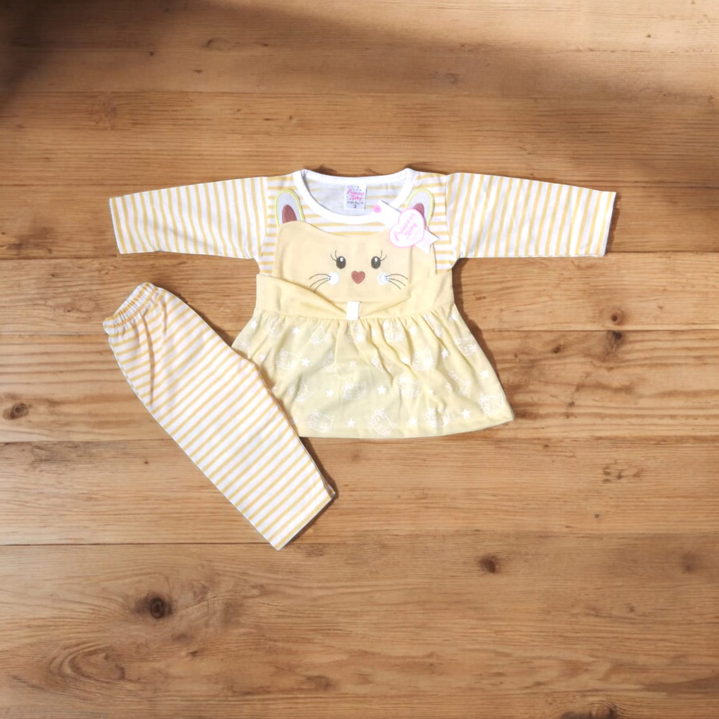 Baby Girl Frock Meaw (1 to 6 months) Yellow*