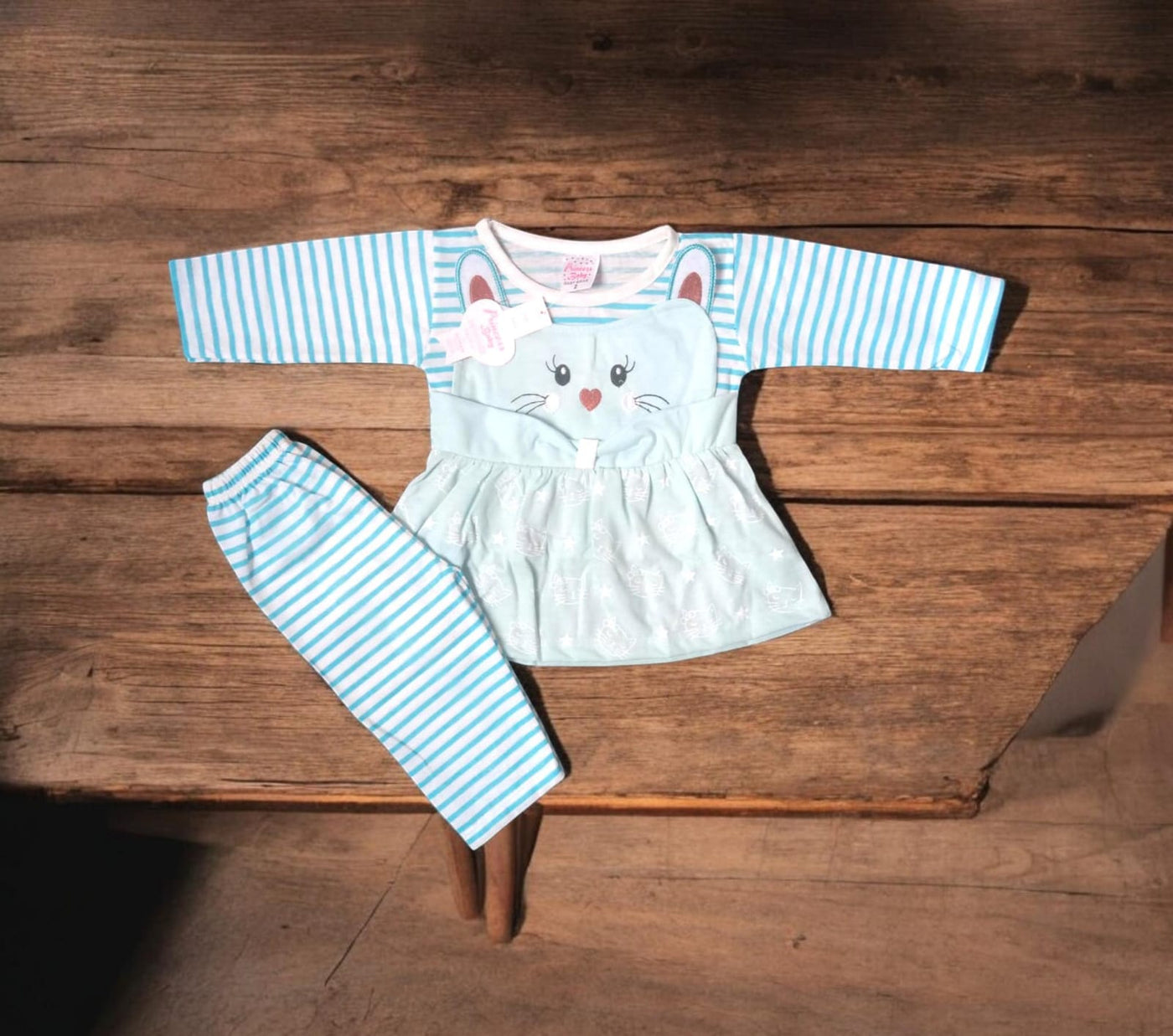 Baby Girl Frock Meaw (1 to 6 months) Blue*