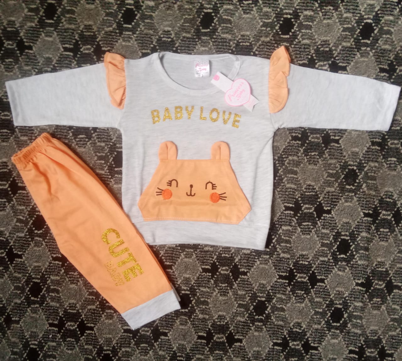 Baby Girl Suit Baby Love (1 to 6 months) Light Orange*