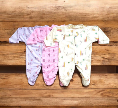 Baby Footed Rompers Pack of 3 (0 to 3 months)