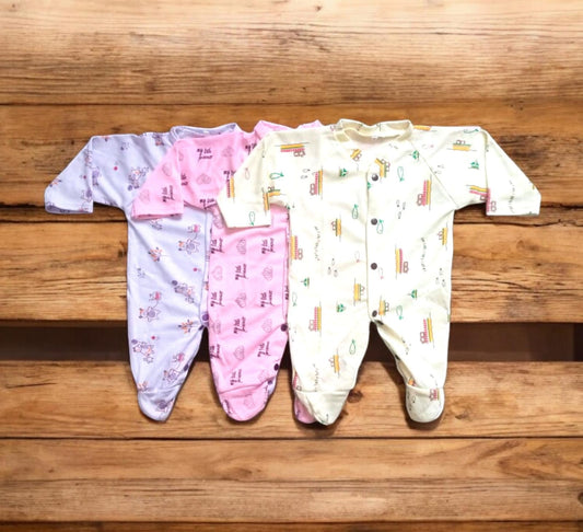 Baby Footed Rompers Pack of 3 (0 to 3 months)