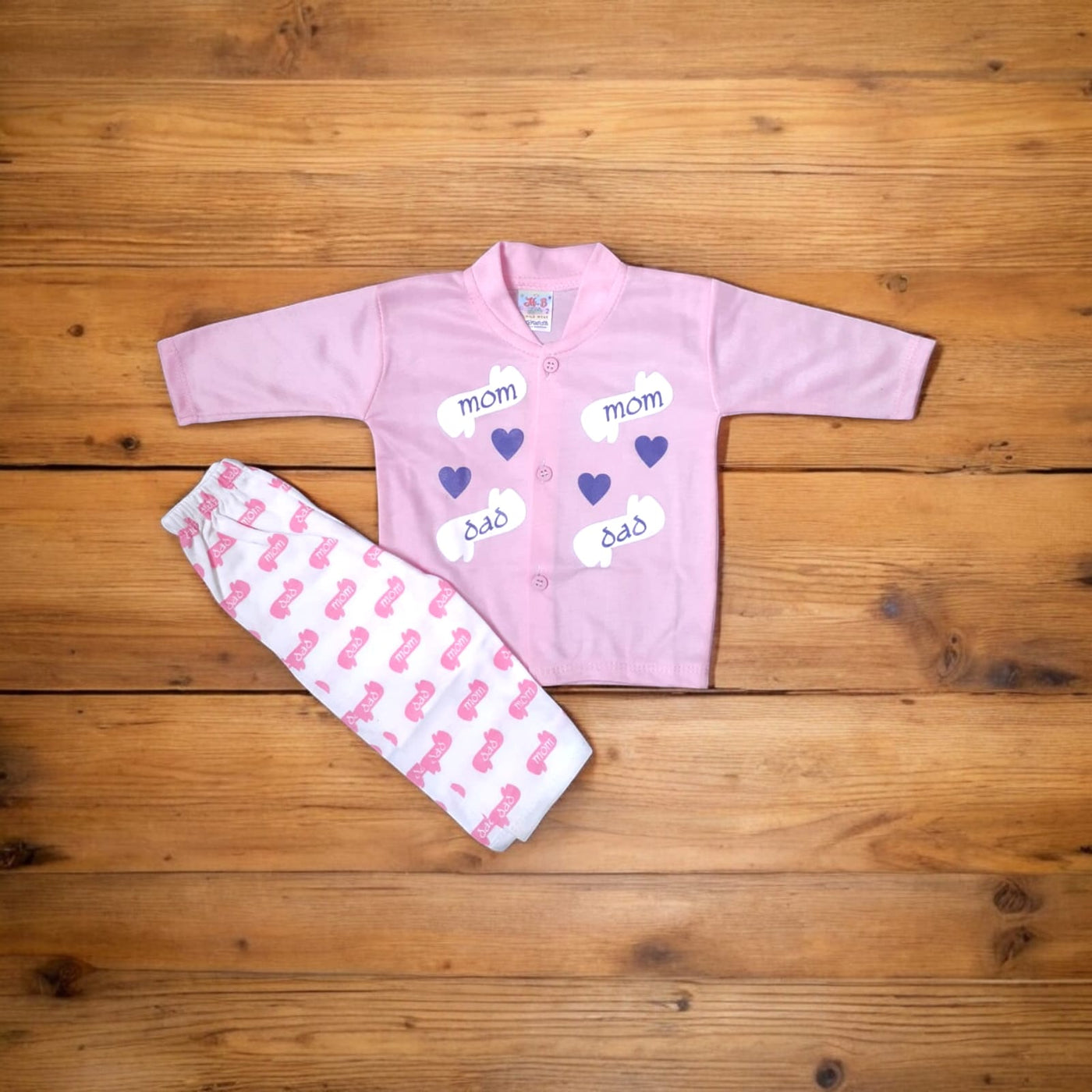 Baby Suit MomDad Heart Pink (1 to 6 Months)*