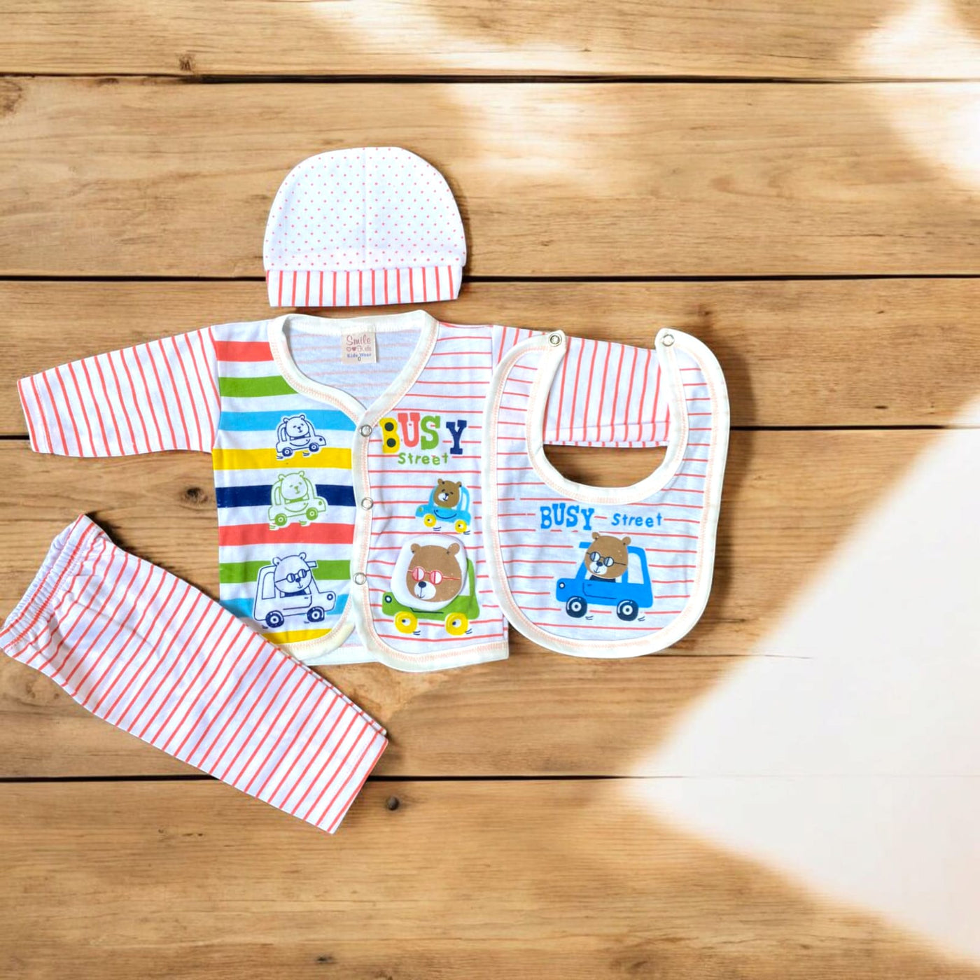 New Born Baby Suit Busy Street Peach*