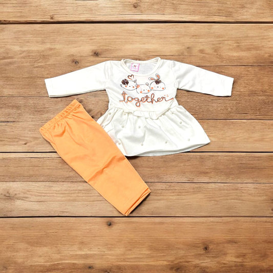 Baby Girl Frock Together (1 to 6 months) Orange **