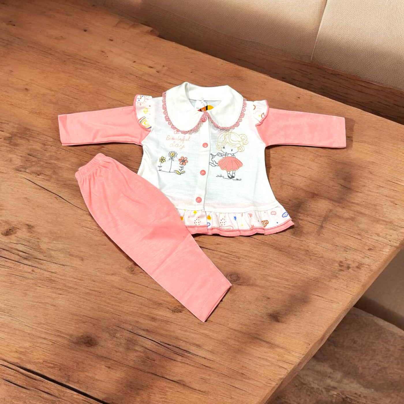 Baby Girl Frock Beautiful Day  (1 to 6 months) Pink*