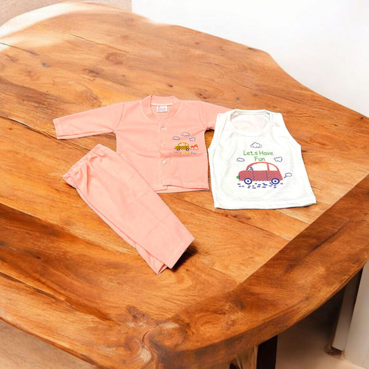 Baby Suit Lets Have Fun (1 to 6 Months) Pink **