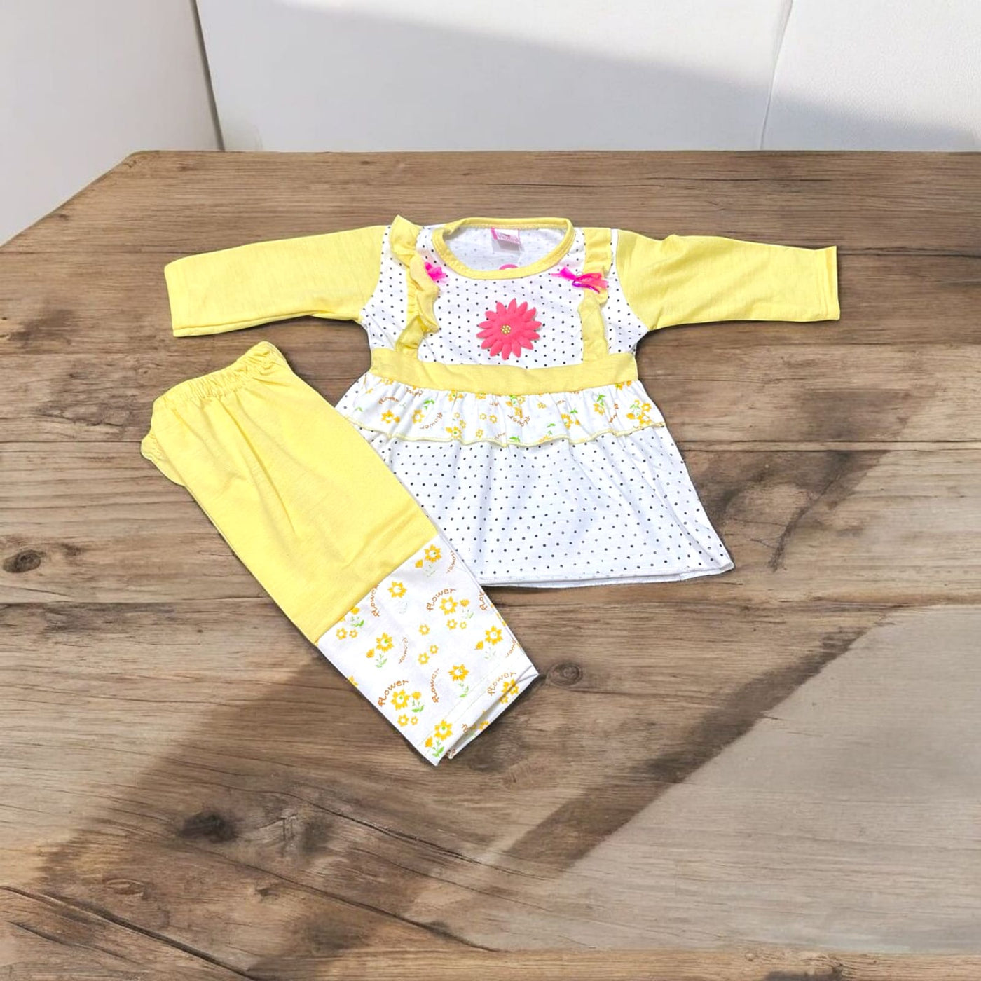 Baby Girl Frock Flower (1 to 6 months) Yellow*