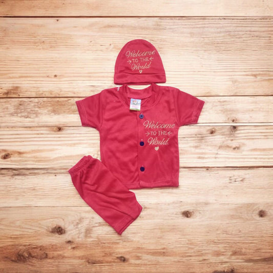 New Born Baby Suit Welcome Red