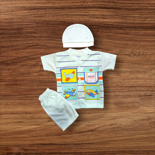 New Born Baby Suit Aeroplane Green