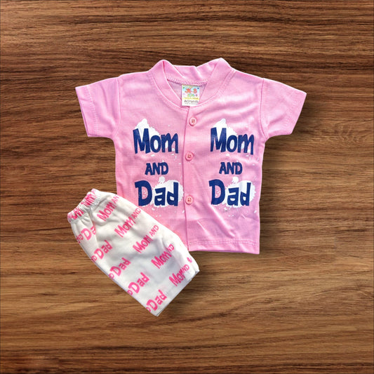 Baby Suit Mom Dad Pink (1 to 6 Months) **