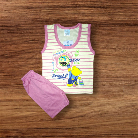 Baby Sando Suit Fish Pink (1 to 6 Months) **