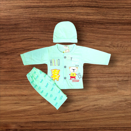 New Born Baby Suit Hello Teddy Green **