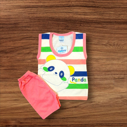 Baby Sando Suit Panda Pink (1 to 6 Months)