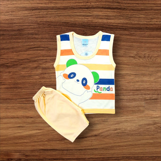 Baby Sando Suit Panda Peach (1 to 6 Months)