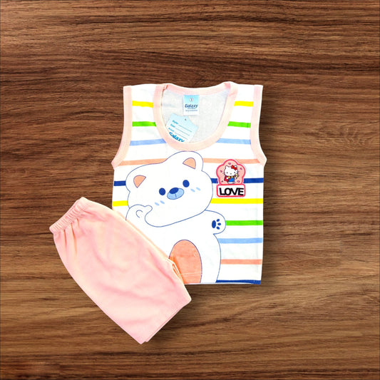 Baby Sando Suit Love Pink (1 to 6 Months)