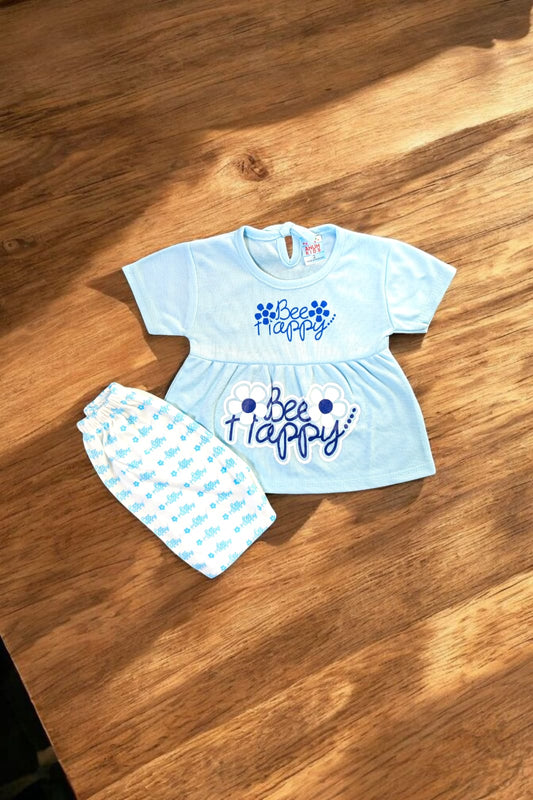 Baby Girl Frock Bee Happy (0 to 3 months) Blue