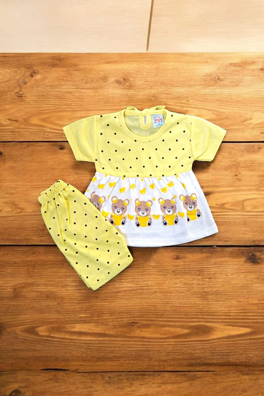 Baby Girl Frock Baby Bears (1 to 6 months) Yellow **