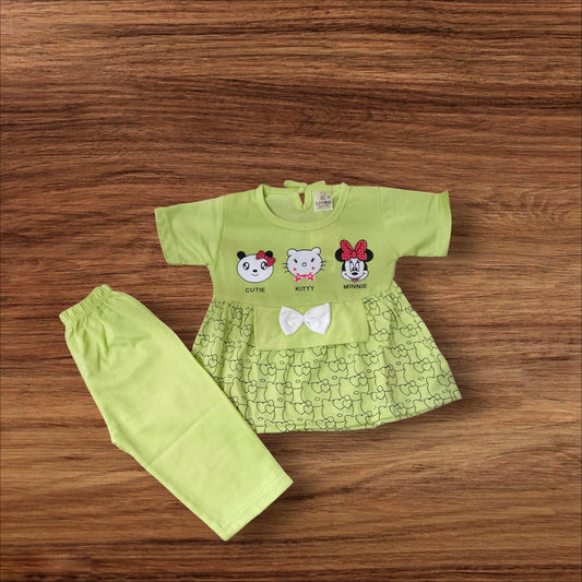 Baby Girl Frock Minnie (1 to 6 months) Green