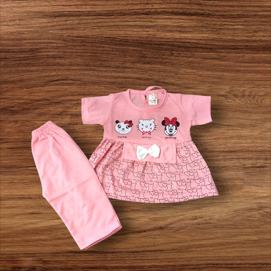 Baby Girl Frock Minnie (1 to 6 months) Pink