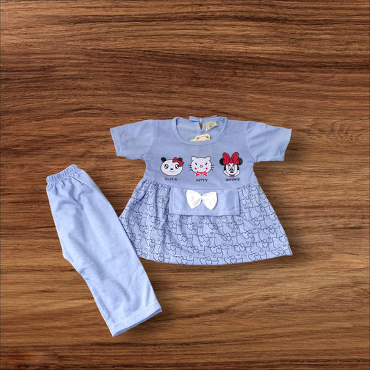 Baby Girl Frock Minnie (1 to 6 months) Blue