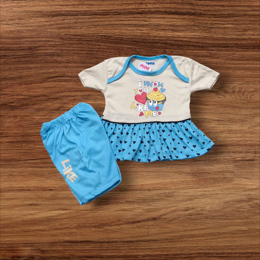Baby Girl Frock Cupcake (1 to 6 months) Blue