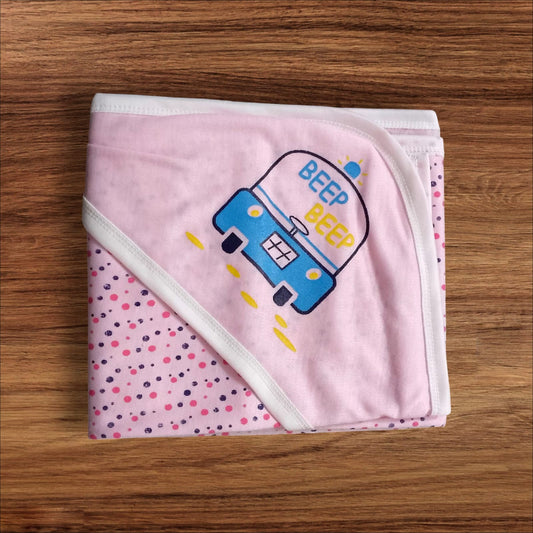 New Born baby Wrapping Sheet Beep Beep Pink