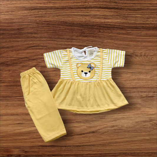 Baby Girl Frock Teddy (1 to 6 months) Yellow