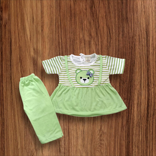 Baby Girl Frock Teddy (1 to 6 months) Green