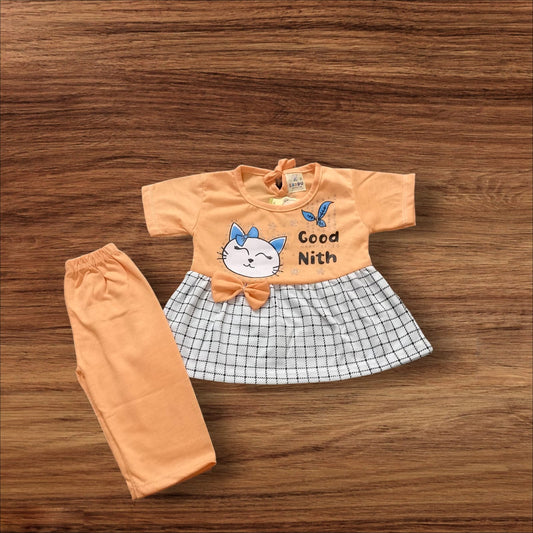 Baby Girl Frock Good Nith (1 to 6 months) Orange
