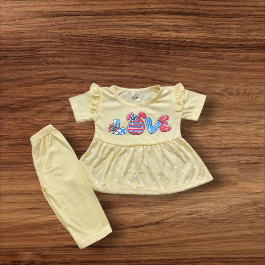 Baby Girl Frock Dot Love (1 to 6 months) Yellow