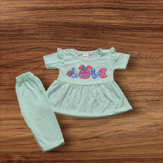 Baby Girl Frock Dot Love (1 to 6 months) Green