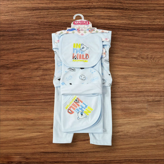 New Born Baby Starter Set Bear in the Wild Blue