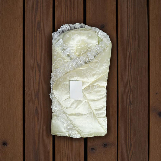 New Born Baby Bed Silk Printed Yellow