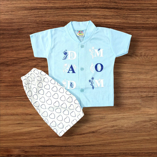 Baby Suit Baby Dad Mom (1 to 6 Months) Blue