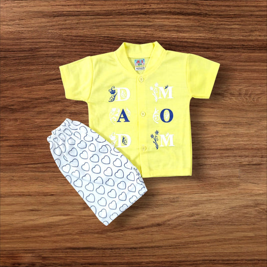 Baby Suit Baby Dad Mom (1 to 6 Months) Yellow