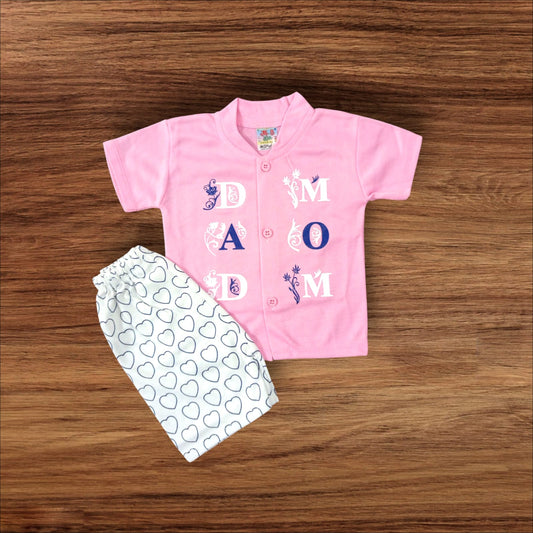 Baby Suit Baby Dad Mom (1 to 6 Months) Pink