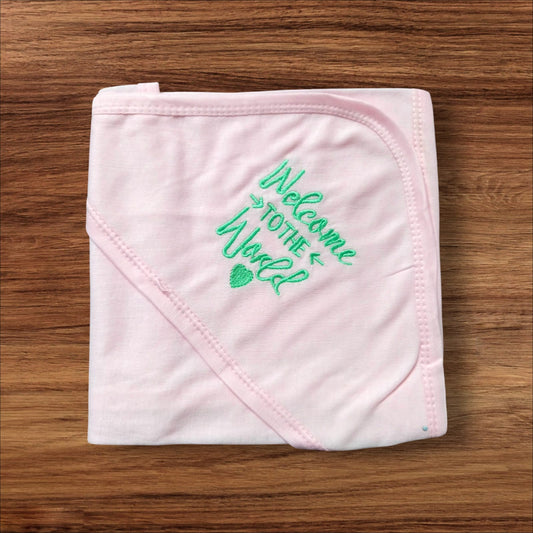 New Born baby Wrapping Sheet Welcome Pink