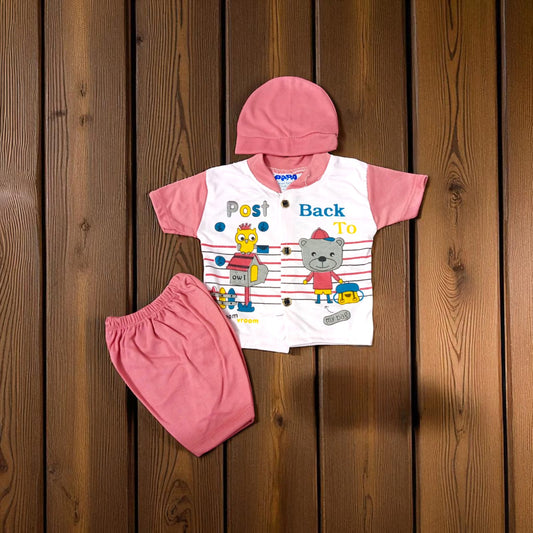 New Born Baby Suit Post Back Pink
