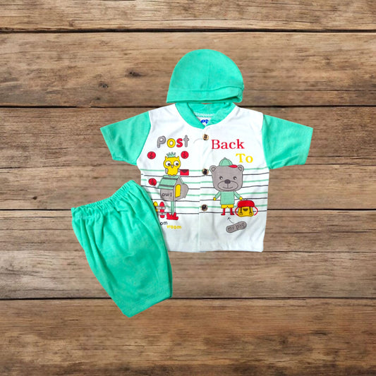 New Born Baby Suit Post Back Green