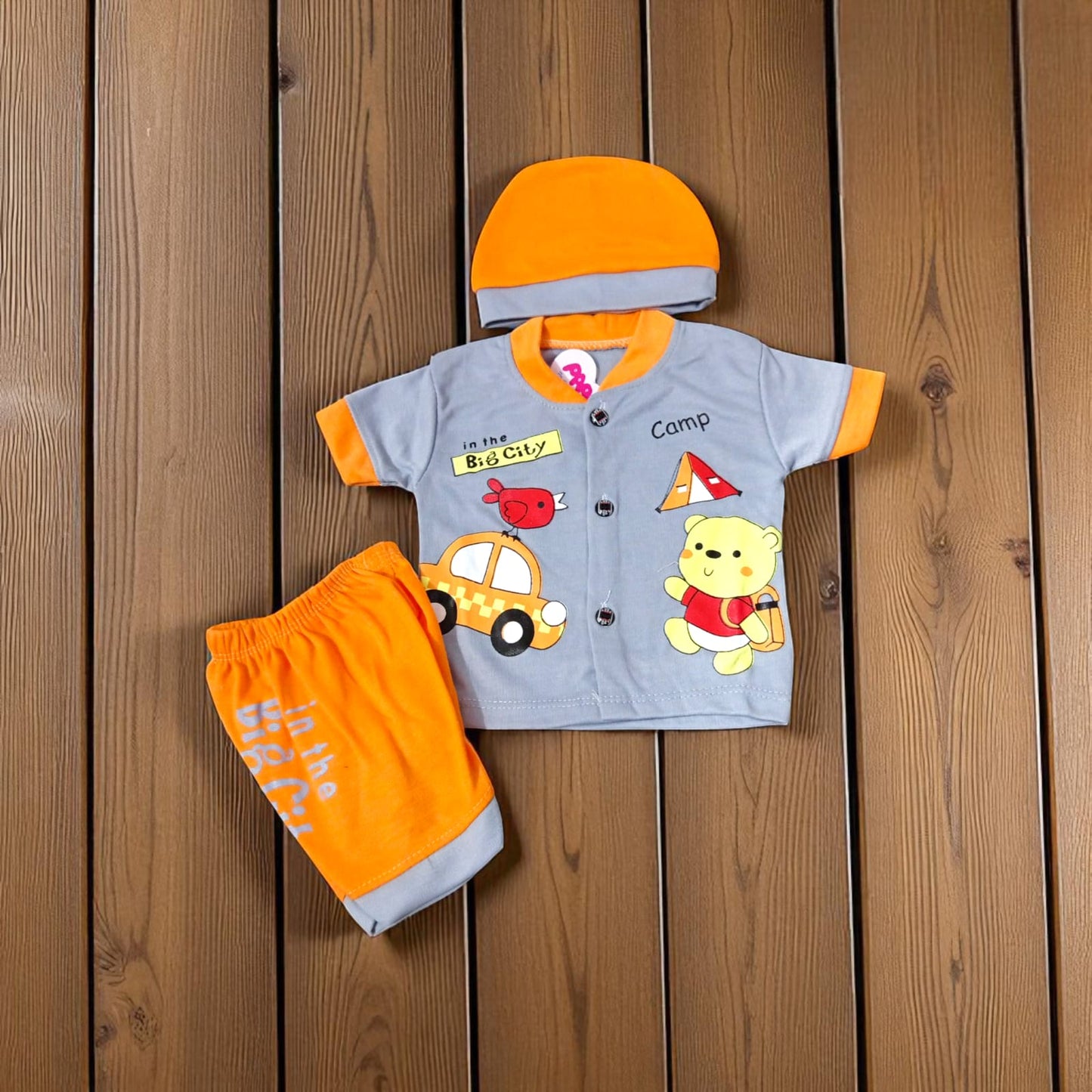 New Born Baby Suit Camp Grey