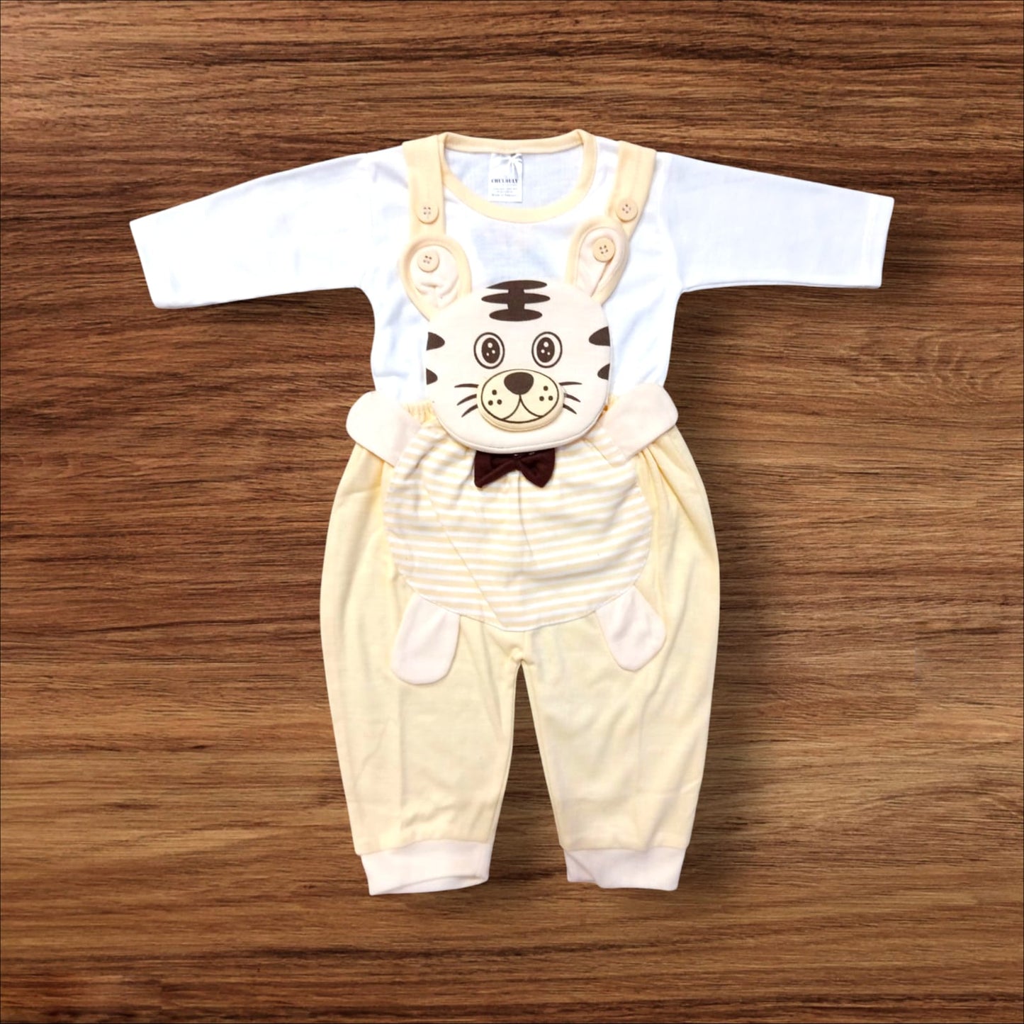 New Born Baby Romper CAT Yellow (1 to 6 Months)
