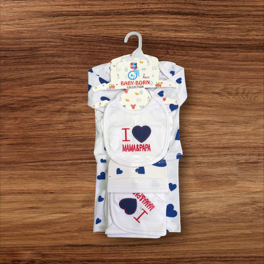 New Born Baby Starter Set I <3 Mama Papa Blue