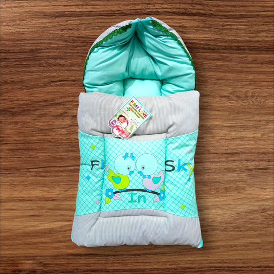 Newborn Baby Hooded Carry Nest Cotton Frisky Green